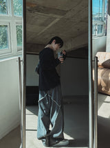 Cozy volume cut denim pants