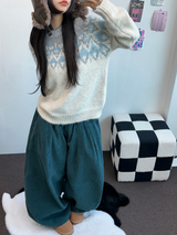コーデュロイオールバンディングバルーンパンツ ❤🩶💚3COLOR