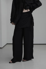 chiffon wrap skirt layered pants (2color)