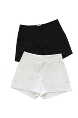 [Sepia] Basic cotton shorts (Black/White)