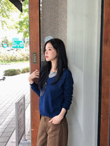 Dot Crop Three Quarter Sleeve T-Shirt (4color)