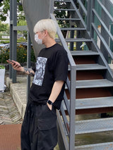 ポスター半染め半袖Tシャツ2C