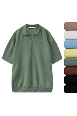 ASCLO Open Collar Short Sleeve Knit T (8color)