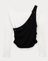 リンシュスタッドカラーブロックレイヤード長袖Tシャツ