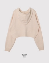 Pocket Crop Loose Hood Knit Cardigan (5color)