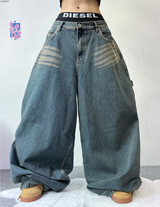 STRAP BALLOON WIDE DENIM🖤💙 - 2 COLORS