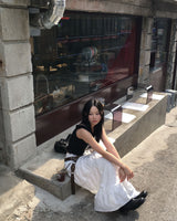 カッティングホワイトロングスカート