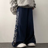 Ez embroidered big lettering sweatpants wide pants