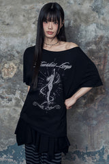 Fearless ワンショルダー半袖Tシャツ