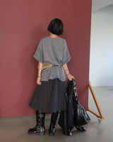 Autumn Stripe Flare Midi Skirt