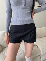 スレートピンストライプチームミニスカートパンツ (2 colors)