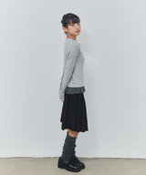 CHECK LAYERED LONG SLEEVE - GRAY