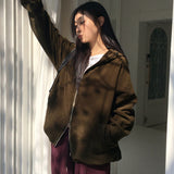 Sithern Corduroy Two-Way Hooded Zip-Up Jacket