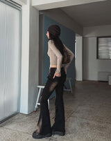Boldy Eyelet Belted Bootcut Denim Pants