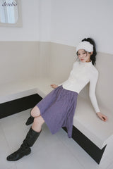 velvet line half-turtleneck zip-up slim top