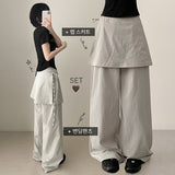 Until summer 🍀 Wrap skirt + Banded wide pants set