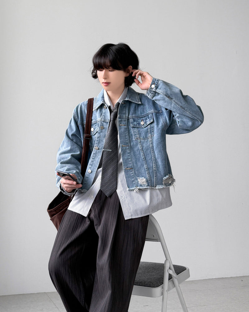 Frayed Crop Denim Jacket