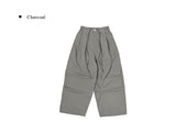ライト ピンタック ナイロン ワイド バンディングパンツ