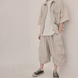 street shape shortsleeve zipup_beige