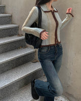 Gradation knit zip up
