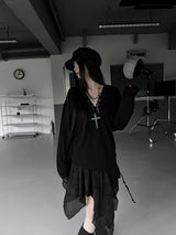 ドット ルーズフィット スナップフードTシャツ (3color)