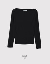 RS Boat Neck Slim Rib Long Sleeve T-shirt (4color)