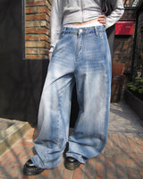 [MADE] Nilon Panel Rivet Wide Denim Pants