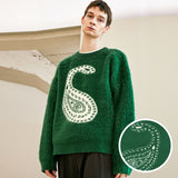 リバーシブルペイズリースウェット/BULKY BRUSH REVERSIBLE PAISLEY SWEATER GREEN