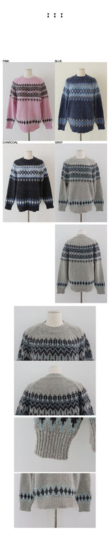NORDIC ROUND SWEATER (BLUE, CHARCOAL 2COLORS!)