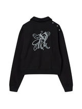 SNAP COLLAR SWEATSHIRT_SCALF SET (BLACK)
