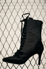 Boxing Velcro Lace-Up Heel(All Black)