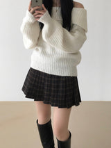 Candle off-shoulder knitwear (3 colors)