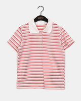  Nama Stripe Polo Collar Short Sleeve T-shirt