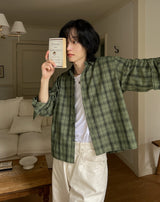 Jade crop check shirt