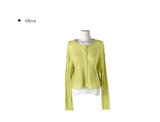 Gron Soft Scratch Wool See-Through Knit Cardigan
