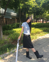 Moku チェック柄スリムポケット半袖シャツ