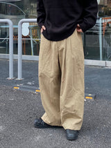 Cotton wide banding balloon pants 3C