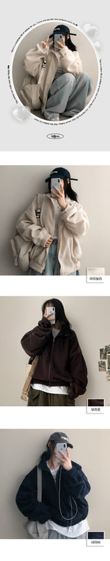 Shortlee boxy fleece zip-up jumper