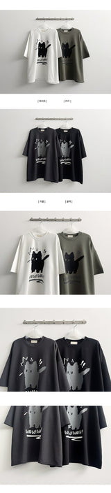 Wow キャットニット半袖Tシャツ