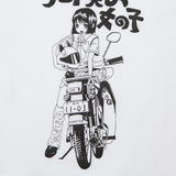 A MOTORCYCLE GIRL Ringer Crop T-Shirt (WHITE)