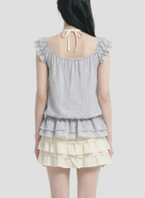 Dew Dot Ruffle Halter Top