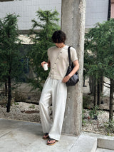 LMN Unbalanced Linen Round Knit Cardigan (4 colors)