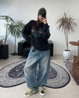 Loupe Brush Flower Denim Pants