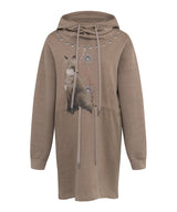 Vintage Fox Graphic Hoodie Dress _ BROWN