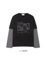 グランジロックレイヤード長袖Tシャツ