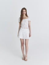 Floral flare skirt (White)