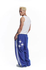 Star Piping Track Balloon Sweat Pants - Blue