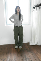 dot frill round collar top(2colors)