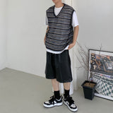 Net see-through dangara v neck knit vest 2C
