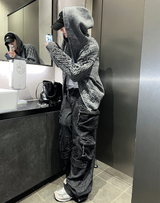 ヒューゴケーブルフーディドニットジップアップ